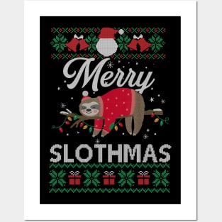 Merry Slothmas Funny Sloth Lazy Family Xmas Holiday Gift For Men Women Posters and Art